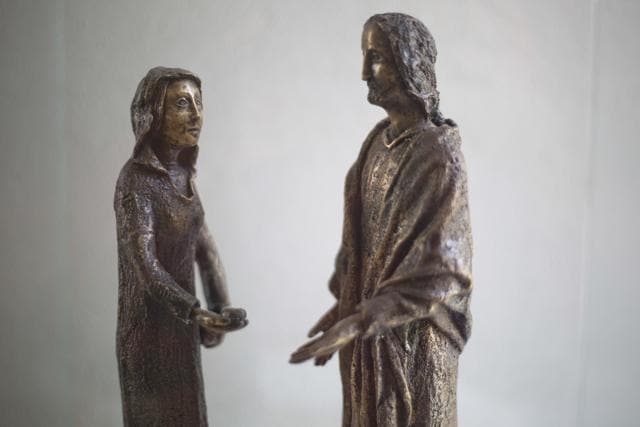 A sculpture of Mary Magdalene and Jesus on display at the Magdala center. (AP) A sculpture of Mary Magdalene and Jesus on display at the Magdala center. (AP)
