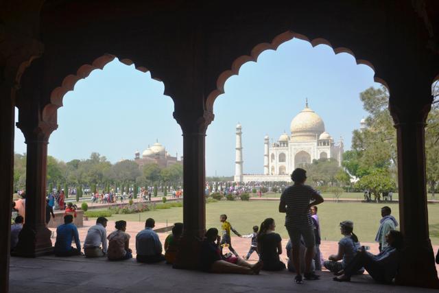 The time cap for visitors to the monument of love came in force on Sunday. (HT Photo)