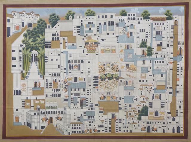 The Haveli of Srinathji, temple map, stone colour on cloth. (Courtesy: Pooja Singhal ) The Haveli of Srinathji, temple map, stone colour on cloth. (Courtesy: Pooja Singhal )