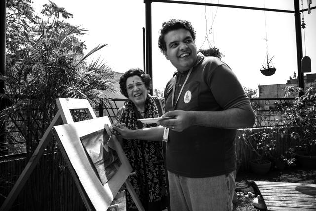 Dr Shayama Chona, founder and president, Tamana Special School mentors Jitin Kewalramani, 30, who loves to paint. (Photo: Jasjeet Plaha/HT) Dr Shayama Chona, founder and president, Tamana Special School mentors Jitin Kewalramani, 30, who loves to paint. (Photo: Jasjeet Plaha/HT)