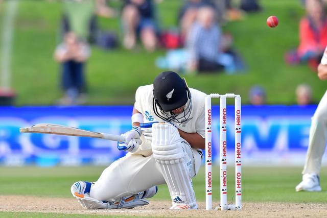 New Zealand's Neil Wagner ducks a bouncer during day five of the second Test match against England. (AFP) New Zealand's Neil Wagner ducks a bouncer during day five of the second Test match against England. (AFP)
