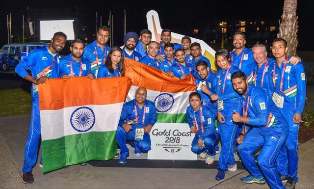 Indian contingent with officials during the country's flag-hoisting ceremony of the Commonwealth Games 2018 at Gold Coast in Australia on April 2, 2018. (PTI) Indian contingent with officials during the country's flag-hoisting ceremony of the Commonwealth Games 2018 at Gold Coast in Australia on April 2, 2018. (PTI)
