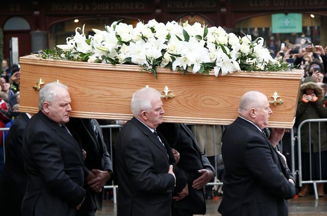 Pallbearers carry the coffin out of Great St Marys Church at the end of the funeral of theoretical physicist Prof Stephen Hawking, in Cambridge, Britain, March 31. (Reuters Photo) Pallbearers carry the coffin out of Great St Marys Church at the end of the funeral of theoretical physicist Prof Stephen Hawking, in Cambridge, Britain, March 31. (Reuters Photo)