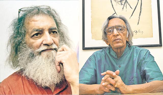 Manjit Bawa (left) and Tyeb Mehta. Manjit Bawa (left) and Tyeb Mehta.