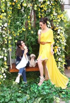 Designer Maheka Mirpuri (left) with a model wearing a piece from her ‘A Lemon Wedge’ collection.