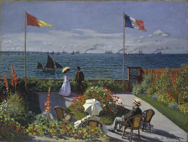 This photo provided by The Metropolitan Museum of Art shows Claude Monet's ‘Garden at Sainte-Adresse,’ oil on canvas 1867. (AP) This photo provided by The Metropolitan Museum of Art shows Claude Monet's ‘Garden at Sainte-Adresse,’ oil on canvas 1867. (AP)