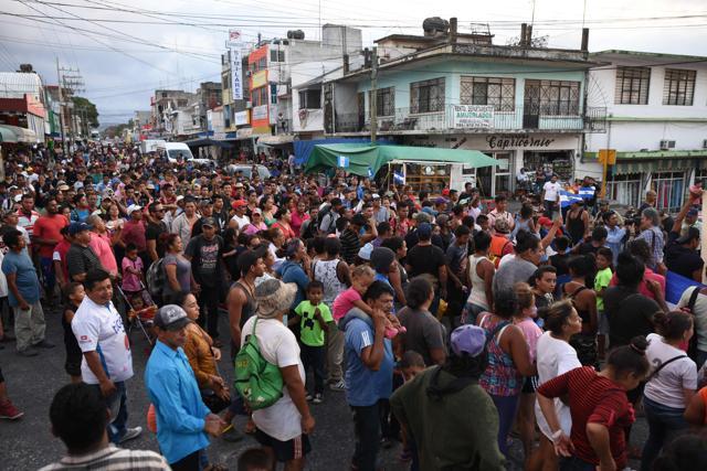 Central American migrants taking part in a caravan called "Migrant Viacrucis" towards the United States march to protest against US President Donald Trump's policies as they remain stranded in Matias Romero, Oaxaca State, Mexico, on April 3, 2018. (AFP) Central American migrants taking part in a caravan called "Migrant Viacrucis" towards the United States march to protest against US President Donald Trump's policies as they remain stranded in Matias Romero, Oaxaca State, Mexico, on April 3, 2018. (AFP)