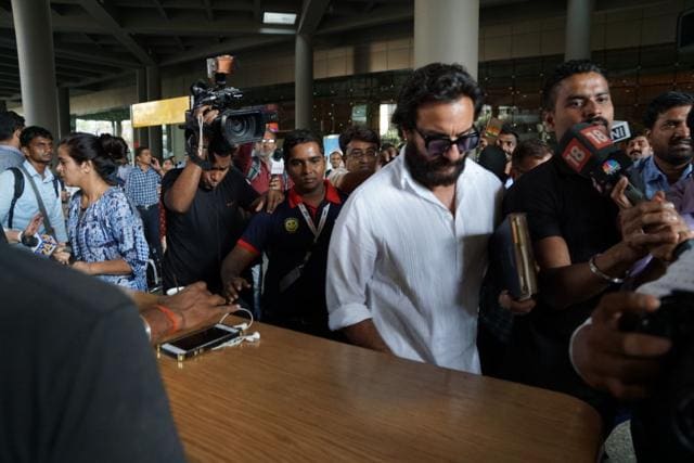 Saif Ali Khan arrives in Mumbai. (HT Photo) Saif Ali Khan arrives in Mumbai. (HT Photo)