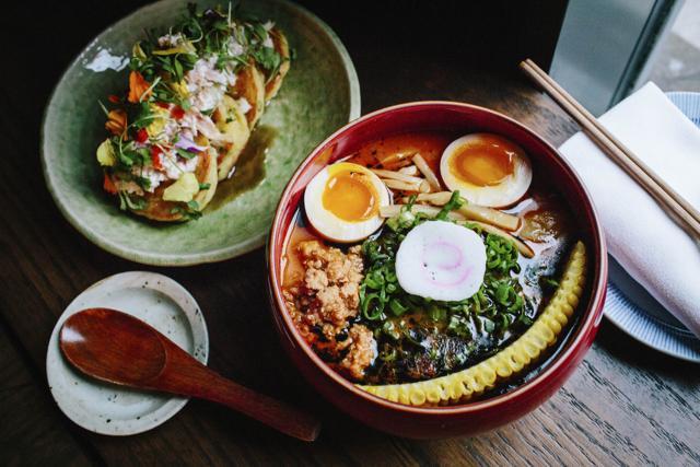 It gets spicy at Mu Ramen. (Photographer: Stephanie Noritz/B) It gets spicy at Mu Ramen. (Photographer: Stephanie Noritz/B)