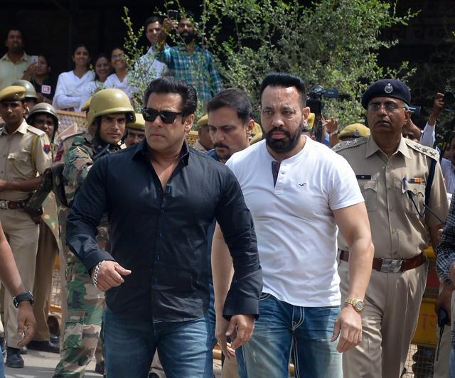 Bollywood actor Salman Khan arrives at the court in Jodhpur on Thursday morning. The court awarded Khan five years in jail in the case. (PTI) Bollywood actor Salman Khan arrives at the court in Jodhpur on Thursday morning. The court awarded Khan five years in jail in the case. (PTI)