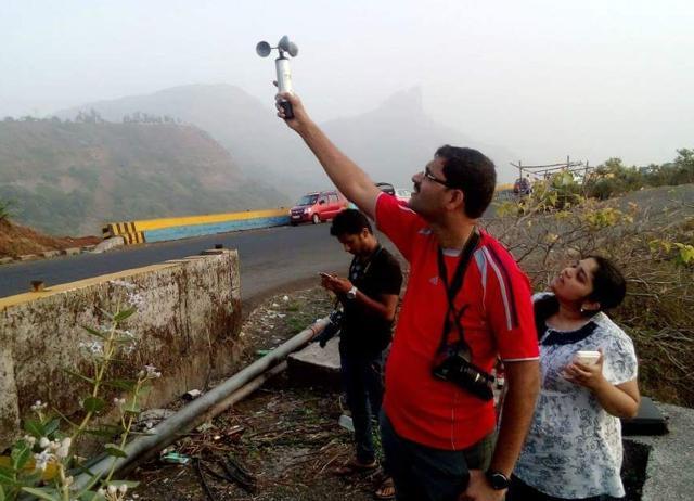Nitin Tamhankar, a banker from Pune, travels to far-flung areas to collect soil samples, take readings of wind velocity and interview locals about landslides. (Mujeeb Faruqui / HT Photo) Nitin Tamhankar, a banker from Pune, travels to far-flung areas to collect soil samples, take readings of wind velocity and interview locals about landslides. (Mujeeb Faruqui / HT Photo)