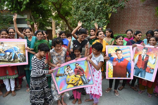 Differently abled girls celebrate the release of Bollywood actor Salman Khan from Jodphur Central jail. (AFP) Differently abled girls celebrate the release of Bollywood actor Salman Khan from Jodphur Central jail. (AFP)