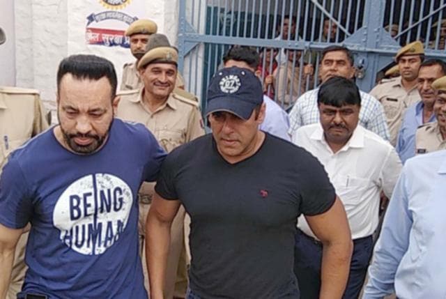 Salman Khan released from the Jodhpur jail on Saturday. (HT Photo) Salman Khan released from the Jodhpur jail on Saturday. (HT Photo)