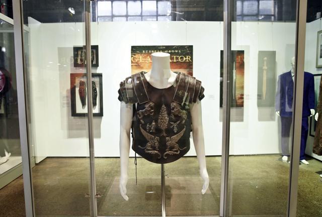 One of the costumes from the film Gladiator owned by actor Russell Crowe was among the actor Russell Crowe’s collection that was auctioned at Carriageworks on Saturday. (AP) One of the costumes from the film Gladiator owned by actor Russell Crowe was among the actor Russell Crowe’s collection that was auctioned at Carriageworks on Saturday. (AP)
