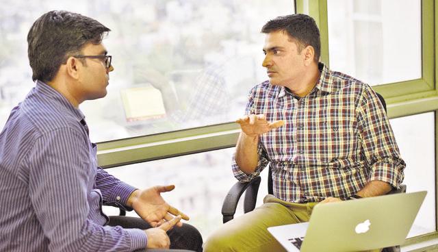 Saurabh Vyas (right) says he offers a 21-day package designed to create a 2-3% vote swing for his clients. (Anushree Fadnavis/HT Photos) Saurabh Vyas (right) says he offers a 21-day package designed to create a 2-3% vote swing for his clients. (Anushree Fadnavis/HT Photos)