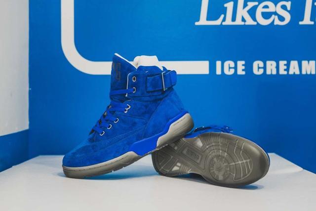 Featuring Mikey’s signature royal blue hue, the shoe also had a metal touch to it, a hint to the stainless steel ice cream scoopers used by the store. (Courtesy www.mikeylikesiticecream.com) Featuring Mikey’s signature royal blue hue, the shoe also had a metal touch to it, a hint to the stainless steel ice cream scoopers used by the store. (Courtesy www.mikeylikesiticecream.com)