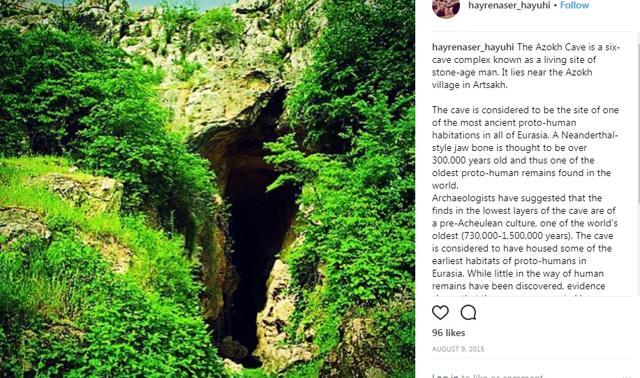 Azokh cave in Azerbaijan. (Instagram) Azokh cave in Azerbaijan. (Instagram)