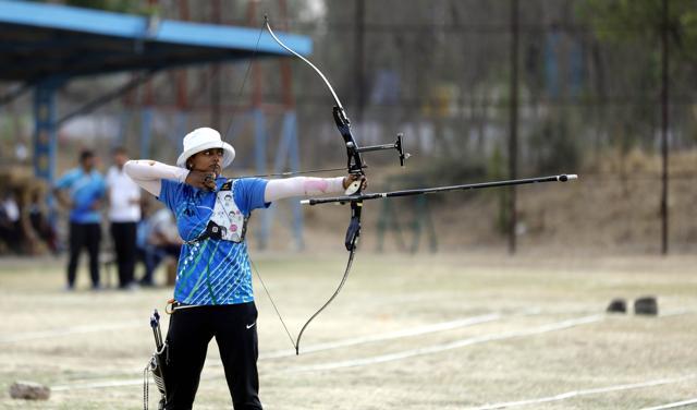 Deepika Kumari in action. (Rahul Raut/HT PHOTO)