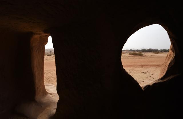 A picture taken on March 31, 2018 shows a tomb at Madain Saleh, a UNESCO World Heritage site. (AFP)
