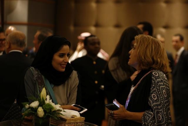 Women attend the Arab Fashion Week in Riyadh, Saudi Arabia. (REUTERS) Women attend the Arab Fashion Week in Riyadh, Saudi Arabia. (REUTERS)