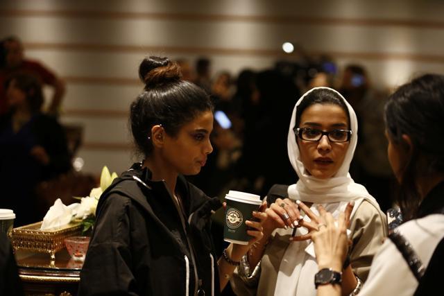 Women attend the Arab Fashion Week in Riyadh, Saudi Arabia. (REUTERS) Women attend the Arab Fashion Week in Riyadh, Saudi Arabia. (REUTERS)