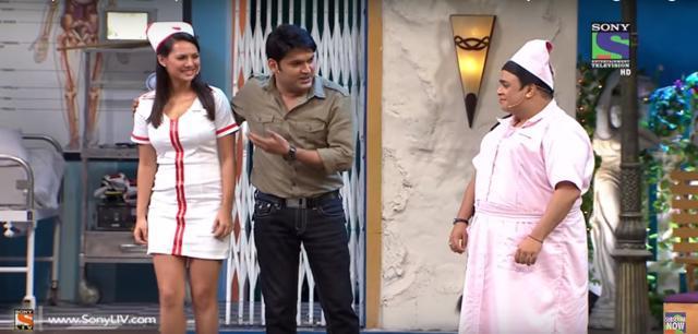 Kapil Sharma, Kiku Sharda and Rochelle Roa in a still from The Kapil Sharma Show. Kapil Sharma, Kiku Sharda and Rochelle Roa in a still from The Kapil Sharma Show.
