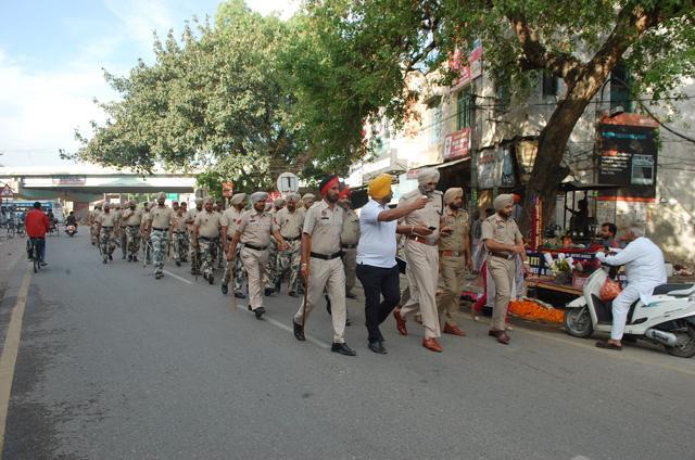 Following clashes, security has been tightened across Phagwara. (HT Photo)