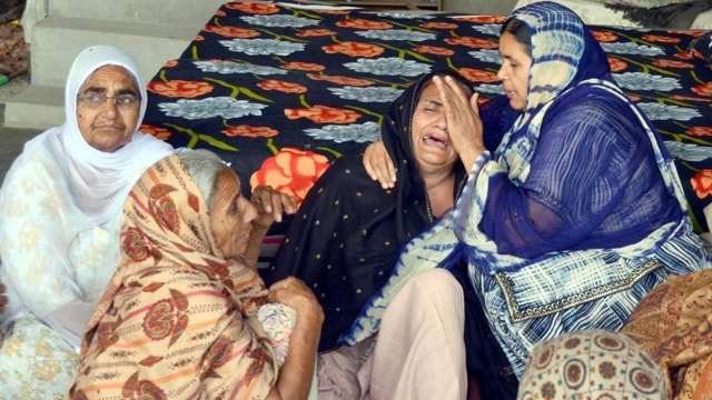 Families gathered at the residence of Manjinder Singh, one of the workers killed in Iraq’s Mosul, in Bhoewal village, 30 kms from Amritsar. (HT File)
