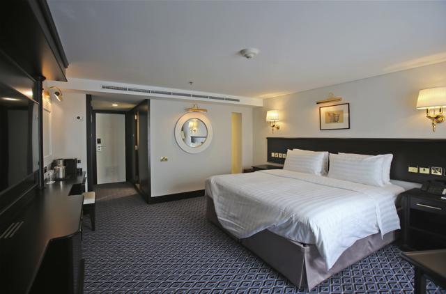 A duplex room is ready to receive guests aboard the Queen Elizabeth 2. (AP)