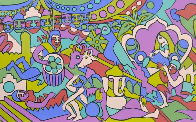The painting, titled Celebrations, shows the diversity in India’s religions.