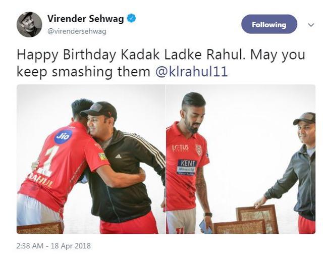 Virender Sehwag wished KL Rahul in his unique way on his Twitter timeline. (Twitter)