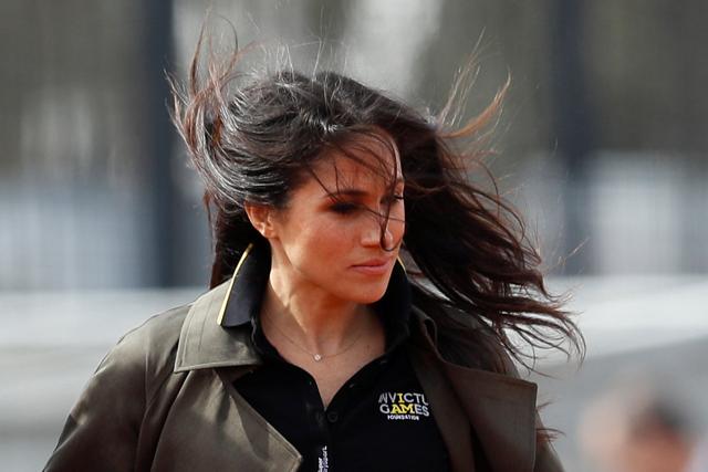 Meghan Markle visits athletes at the team trials for the Invictus Games Sydney 2018 at the University of Bath Sports Training Village in Bath, Britain, April 6, 2018. (REUTERS)