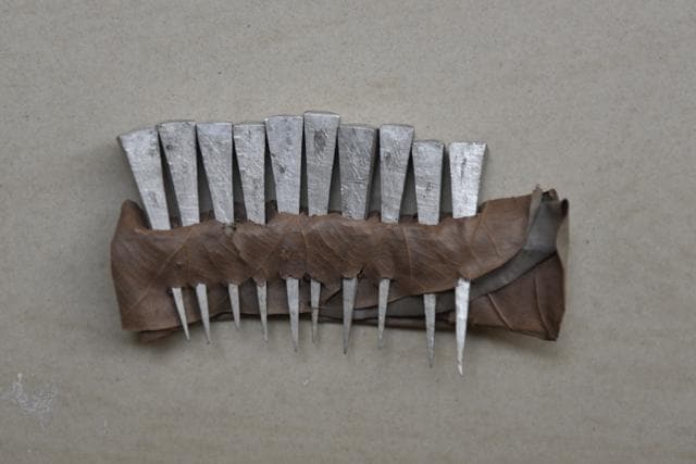 This picture from the archive of Pandit Ravishankar Shukla University shows hairpins made of aluminium used by Murias, a Gond tribe from Bastar. (Photo courtesy: Pandit Ravishankar Shukla University, Sanchit Khanna/HT PHOTO ) This picture from the archive of Pandit Ravishankar Shukla University shows hairpins made of aluminium used by Murias, a Gond tribe from Bastar. (Photo courtesy: Pandit Ravishankar Shukla University, Sanchit Khanna/HT PHOTO )