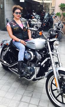 Kiran Chahal says she enjoys painting her bike pink. Kiran Chahal says she enjoys painting her bike pink.