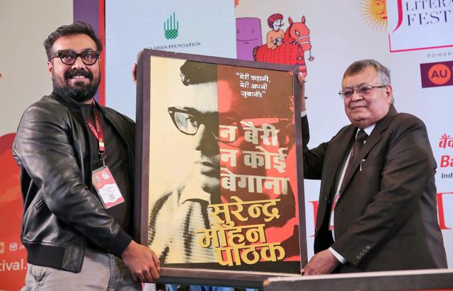 Filmmaker Anurag Kashyap and writer Surendra Mohan Pathak during the latter's book launch at Jaipur Literature Festival 2018 held at Diggi Palace in Jaipur. (PTI) Filmmaker Anurag Kashyap and writer Surendra Mohan Pathak during the latter's book launch at Jaipur Literature Festival 2018 held at Diggi Palace in Jaipur. (PTI)