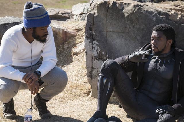 Ryan Coogler on the set of Black Panther with Chadwick Boseman. Ryan Coogler on the set of Black Panther with Chadwick Boseman.