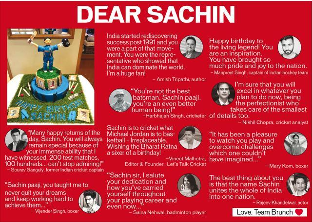 A snapshot of Sachin’s cake on his 45th birthday along with a few personalised messages from his well-wishers