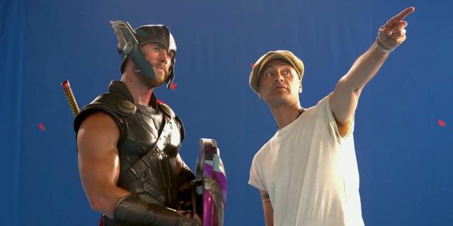 Chris Hemsworth takes direction from Taika Waititi on Thor: Ragnarok. Chris Hemsworth takes direction from Taika Waititi on Thor: Ragnarok.