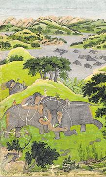 The Nainsukh painting of elephants and magnificent nature. (PHOTO: MUSEUM OF FINE ARTS, BOSTON) The Nainsukh painting of elephants and magnificent nature. (PHOTO: MUSEUM OF FINE ARTS, BOSTON)