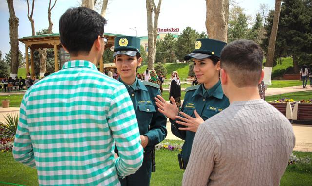 Identical twins Fatima and Zukhra Rakhmatova, 30, speaking with tourists. (AFP) Identical twins Fatima and Zukhra Rakhmatova, 30, speaking with tourists. (AFP)
