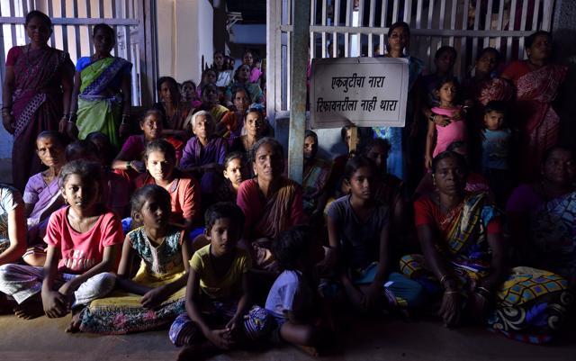 Residents protest demolition of three schools n Rameshwar village, Devgad taluka, Sindhudurg, for the project. (Anshuman Poyrekar/HT Photo) Residents protest demolition of three schools n Rameshwar village, Devgad taluka, Sindhudurg, for the project. (Anshuman Poyrekar/HT Photo)