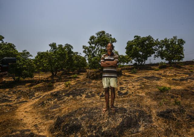 Bhai Samant, leader of the Konkan Refinery Shetkari and Macchimar Samiti, an organisation that has been protesting against the project since September, will not lose his land as his village falls in the (Kunal Patil/HT Photo) Bhai Samant, leader of the Konkan Refinery Shetkari and Macchimar Samiti, an organisation that has been protesting against the project since September, will not lose his land as his village falls in the (Kunal Patil/HT Photo)