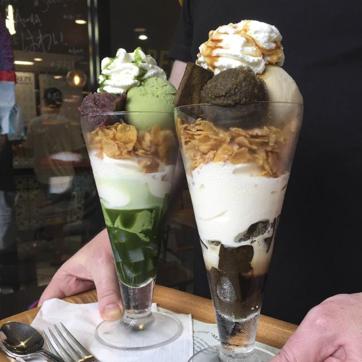 Matcha sundaes at Nana’s Green Tea. (Kate Krader/Bloomberg) Matcha sundaes at Nana’s Green Tea. (Kate Krader/Bloomberg)