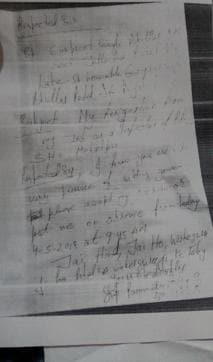 The letter written by SHO Parminder Singh Bajwa. (HT Photo) The letter written by SHO Parminder Singh Bajwa. (HT Photo)