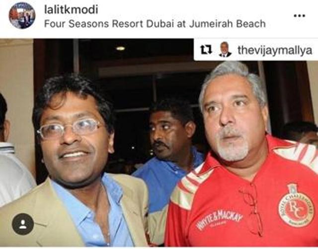 Lalit Modi (left) tweeted an old photo of himself with Vijay Mallya.