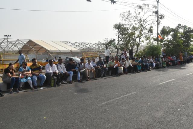 Parents wait outside Carmel Convent School exam centre while their wards take NEET 2018 in Bhopal, MP. (Mujeeb Faruqui/HT Photo) Parents wait outside Carmel Convent School exam centre while their wards take NEET 2018 in Bhopal, MP. (Mujeeb Faruqui/HT Photo)