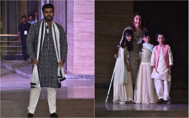 Arjun Kapoor and Farah Khan with her three kids. (Viral Bhayani) Arjun Kapoor and Farah Khan with her three kids. (Viral Bhayani)