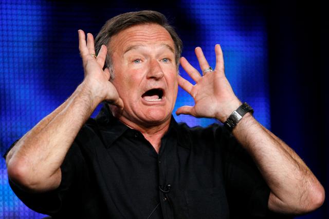 Robin Williams gestures during a panel discussion at the Television Critics Association Cable summer press tour in Pasadena, California. (REUTERS) Robin Williams gestures during a panel discussion at the Television Critics Association Cable summer press tour in Pasadena, California. (REUTERS)