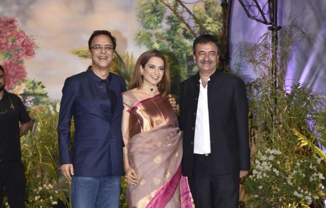 Kangana Ranaut with Rajkumar Hirani and Vidhu Vinod Chopra. (Viral Bhayani) Kangana Ranaut with Rajkumar Hirani and Vidhu Vinod Chopra. (Viral Bhayani)