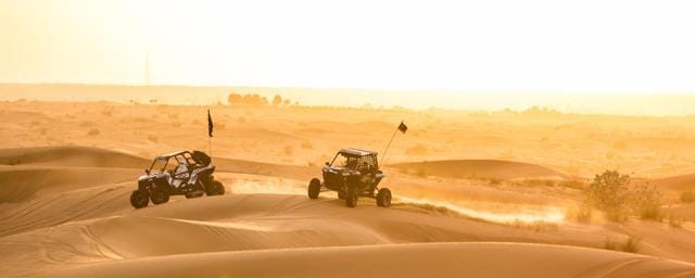 Offroad desert vehicle safari in the Dubai desert. (Shutterstock)